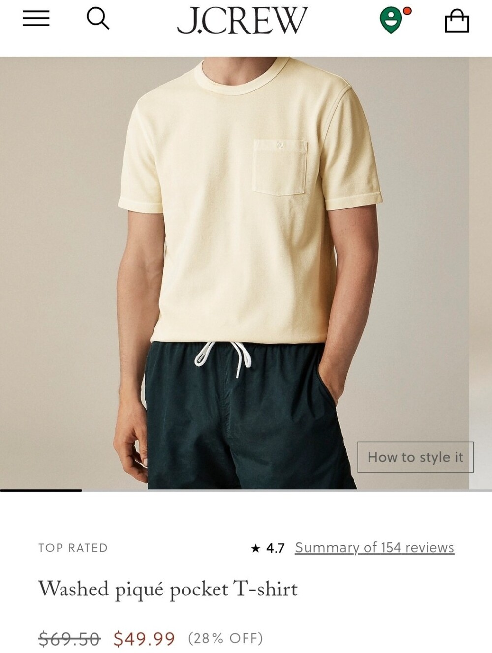 J. Crew Washed Pique White Short Sleeve Pocket Crew T-Shirt